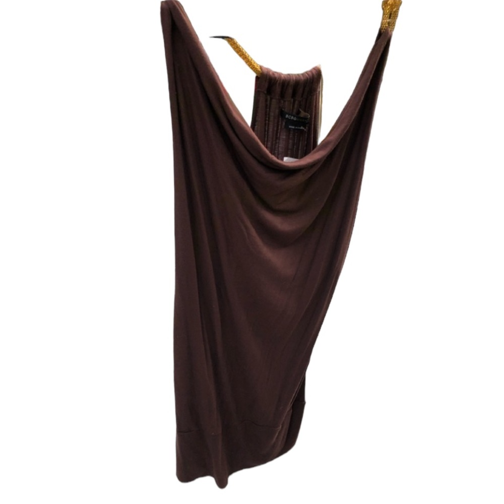 BCBGMaxAzria size  XL  brown cowl neck top gold detailed straps NWOT